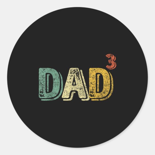 Dad Cubed Shirt Dad Of Three Mens Quote Funny Chri Ronde Sticker (Voorkant)