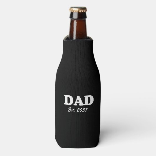 Dad Custom Vastgestelde datum modern grappig zwart Flesjeskoeler (Fles Voorkant)