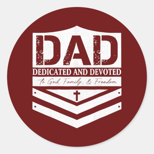 Dad Dedicated And Devoted Happy Father's Day Ronde Sticker (Voorkant)