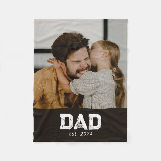 Dad Established Black Modern Bold Photo Fleece Deken (Voorkant)
