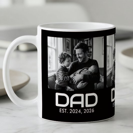 Dad Established Bold Black 3 Photo Coffee Mug