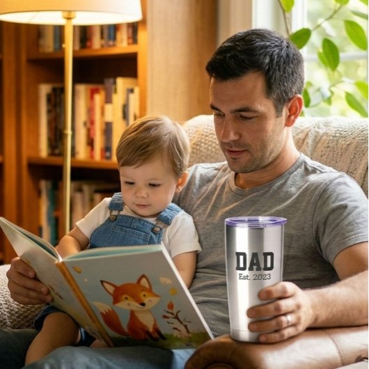 Dad Established Bold Black Text Stainless Steele Geïsoleerde Drinkbeker