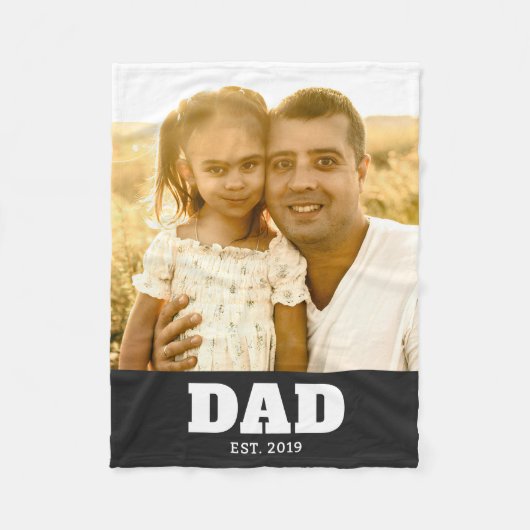Dad Established Bold White & Black Photo Fleece Deken (Voorkant)