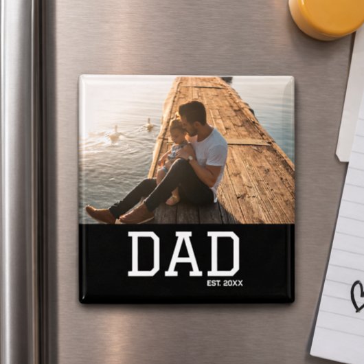 Dad Established Customizable Father's Day Photo Magneet