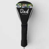 Dad Established Elegant Script Black 3 Photo Golfheadcover (Voorkant)