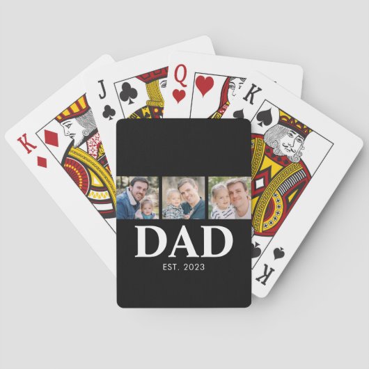 Dad Established Fathers Day 3 Picture Pokerkaarten (Achterkant)