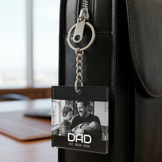 Dad Established Modern Bold Photo Sleutelhanger