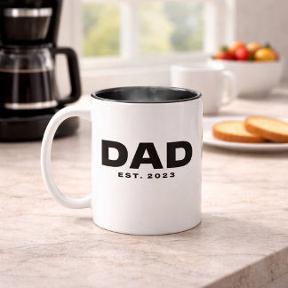 Dad Established New Dad Gift Mug Tweekleurige Koffiemok