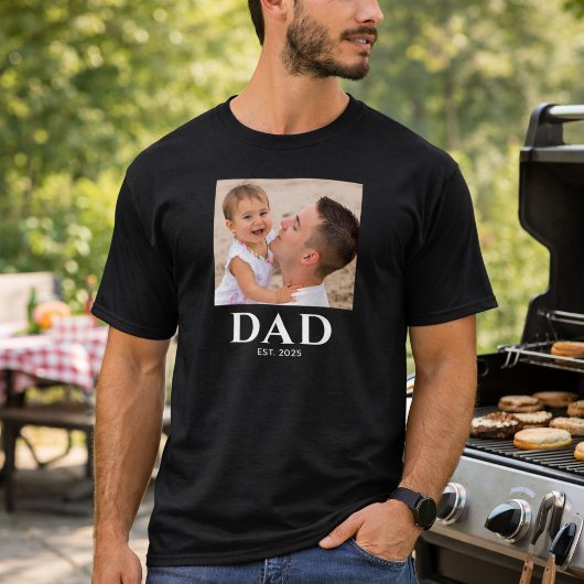 Dad Established Photo Father’s Day Black T-shirt