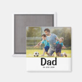 Dad Established Photo Gift Magnet Magneet (Voorkant / Achterkant)