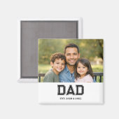 Dad Established Photo Modern Typography Gift Magneet (Voorkant / Achterkant)