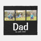 Dad Established Script Zwart 3 Foto  Fleece Deken (Voorkant (Horizontaal))