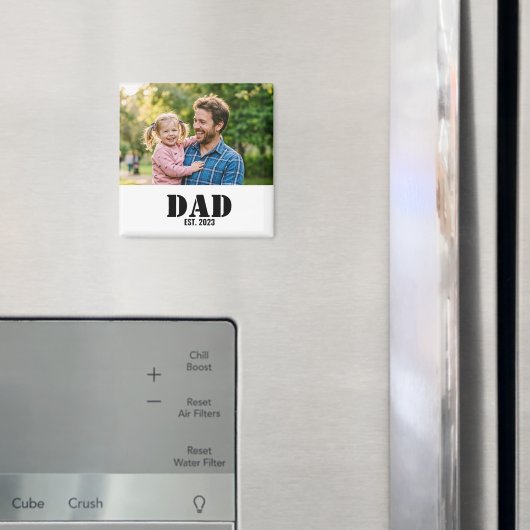 Dad Established Simple Black Text Photo White Magneet (Insitu (Koelkast))