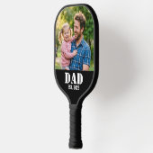 Dad Established Simple Black Typography Pickleball Paddle (Links)