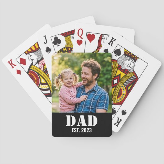 Dad Established Simple Black Typography Pokerkaarten (Achterkant)
