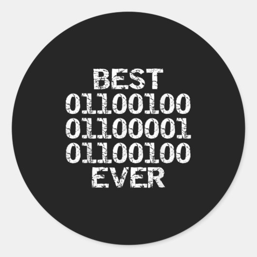 Dad Ever In Binary Code Software Engineer Father G Ronde Sticker (Voorkant)