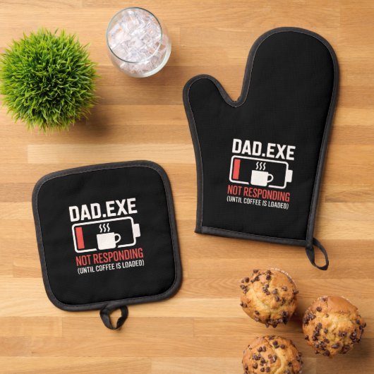 Dad.exe Coffee Loaded Not Responding Tech Ovenwant & Pannenlap Set (Top down)