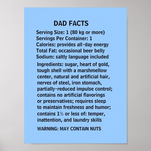DAD FACTS - een humoristische Vaderdag Poster (Voorkant)