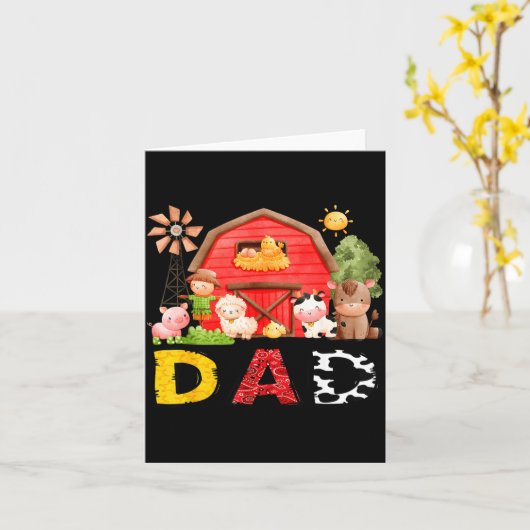 Dad Farm Cow Birthday Boy Matching Family Matching Kaart (Gele Bloem)