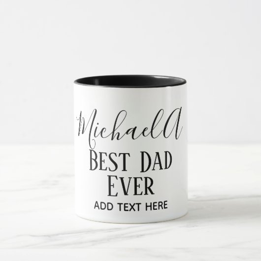 DAD Gift Personalized Classic Black White Mok (Midden)