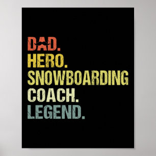 Dad Hero Snowboarden Coach Grappig Snowboarden Coa Poster