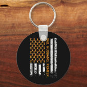Dad Husband Fighter Ribbon USA vlag Leukemie Aware Sleutelhanger (Voorkant)