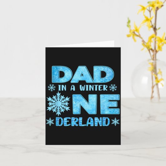 Dad In A Winter Onederland Bday Girl Sweet Snowfla Kaart (Gele Bloem)
