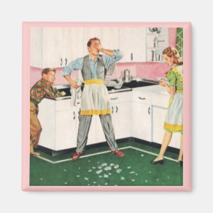 DAD IN APRON RETRO 1950 MAGNET MAGNEET