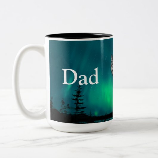 Dad Is Mentor, Guide, Strength & Heart Wolf Mug (Gauche)