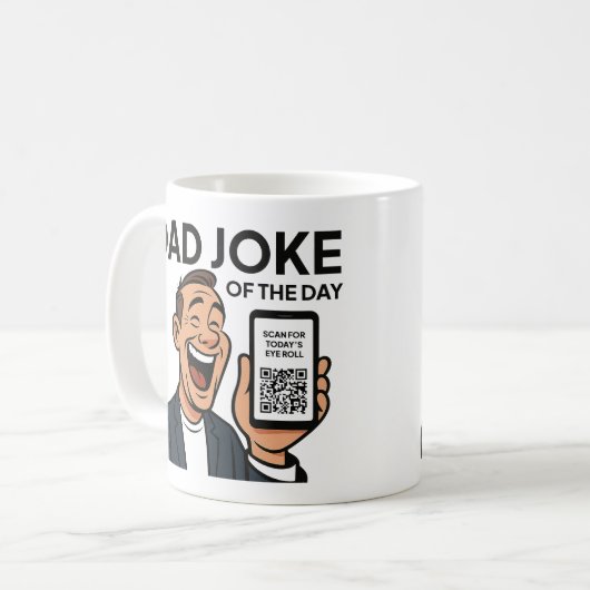 Dad Joke Mug with Daily QR Code – Endless Dad Joke (Devant gauche)