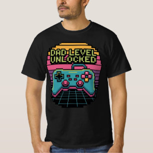 DAD LEVEL UNLOCKED – Classic Pixel Gamer Edition T-shirt