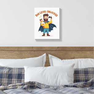 🎮 Dad Level Unlocked – Funny Gamer Dad's D Canvas Afdruk