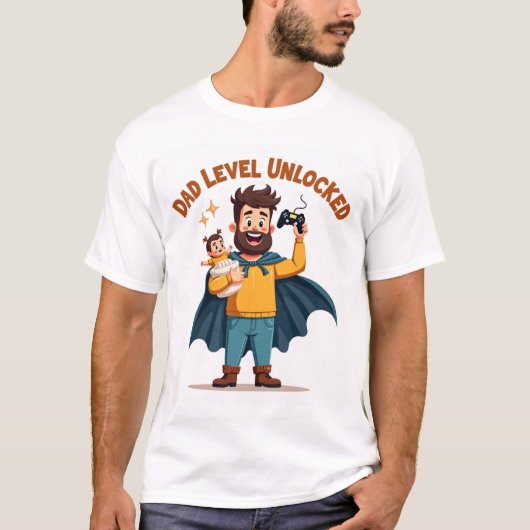 🎮 Dad Level Unlocked – Funny Gamer Dad's D T-shirt (Voorkant)