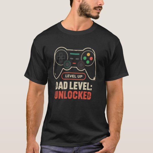 Dad Level Unlocked Gamer Controller Vaderdag T-shirt (Voorkant)