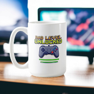 Dad Level Unlocked   Gamer Dad Eerste Vaderdag Koffiemok