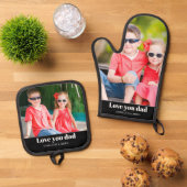 Dad Love You Photo Oven Mitt & Pot Holder Set (Top down)