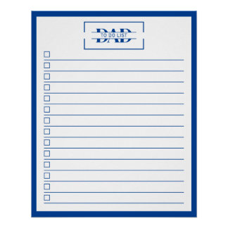 Dad Modern Blue Monogram 20" x 25" To Do List Perfect Poster