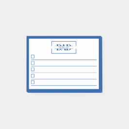 Dad Modern Blue Monogram 4" x 3" To Do List Post-it® Notes