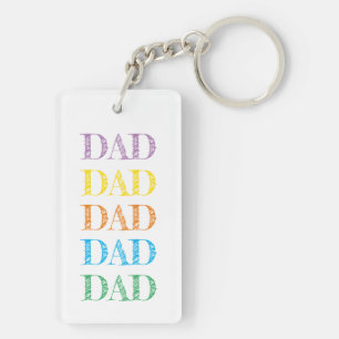 DAD Moderne Typografie Regenboog Kleuren Vaderdag Sleutelhanger