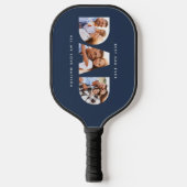 dad multi foto moderne typografie blauw pickleball paddle (Voorkant)