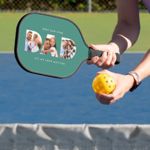 dad multi foto moderne typografie groen pickleball paddle