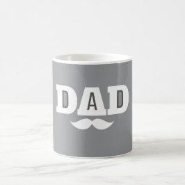 Dad  Mustache Mug Grey and White Koffiemok