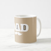 Dad  Mustache Mug Light Brown and White Koffiemok (Voorkant rechts)
