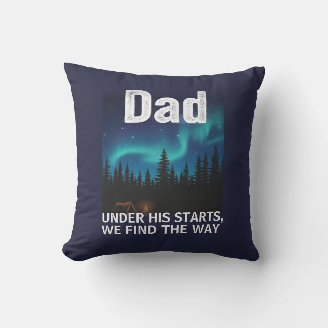 Dad Northern Lights Camping Customizable Kussen (Voorkant)