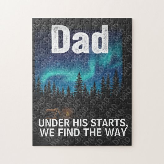 Dad Northern Lights Camping Customizable T-Shirt Legpuzzel (Verticaal)