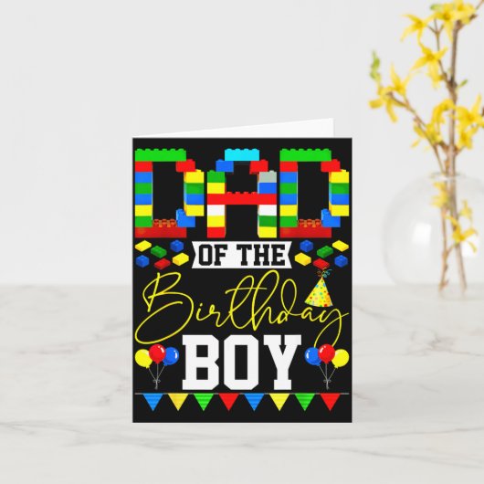 Dad Of The Birthday Boy Building Block Lover Match Kaart (Gele Bloem)