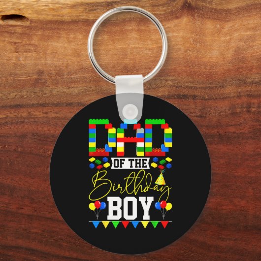 Dad Of The Birthday Boy Building Block Lover Match Sleutelhanger (Voorkant)