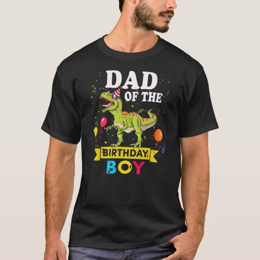 Dad Of The Birthday Boy Dinosaur T-Rex Matching Fa T-shirt (Voorkant)