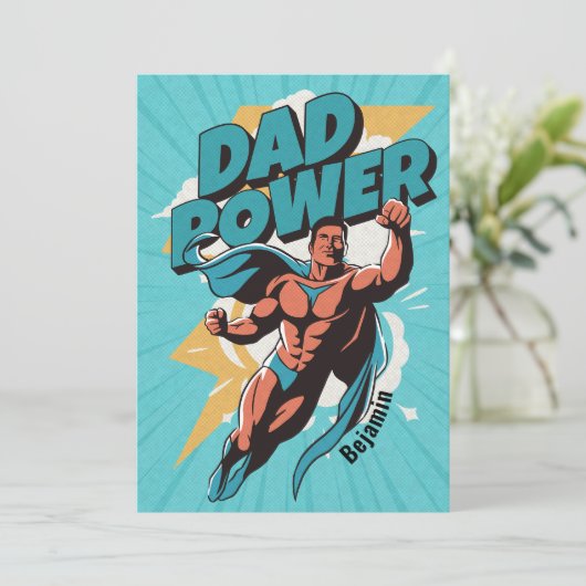Dad Power Gepersonaliseerde Vaderdag Kaart (Staand voorkant)