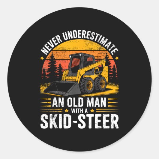 Dad Skid Steer Operator Father Construction Heavy  Ronde Sticker (Voorkant)